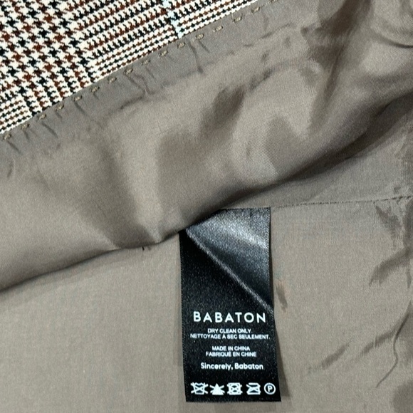 Babaton Atelier Sz 1 / XS Blazer Oversized Beige Plaid Academia Classic Preppy - Picture 6 of 8